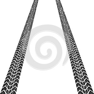 Vector illstration of tire track on white background. Isolated.