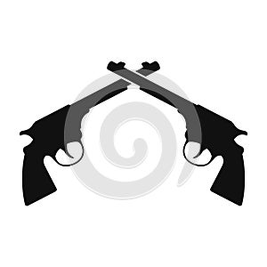 Vector illstration of two crossed revolvers icon. Flat design. Isolated.