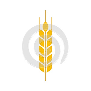 Vector illstration of wheat ear icon on white background. Isolated.