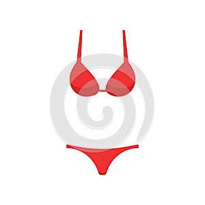 Vector illstration of woman swimsuit icon. Flat design. Isolated.