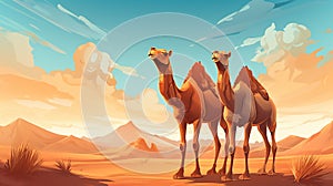 vector illsutration of Two camels sitting photo