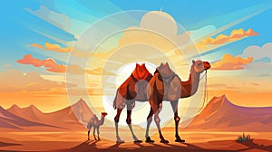 vector illsutration of Two camels sitting photo