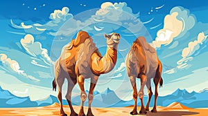 vector illsutration of Two camels sitting photo