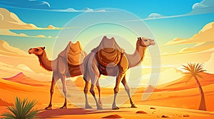 vector illsutration of Two camels sitting photo