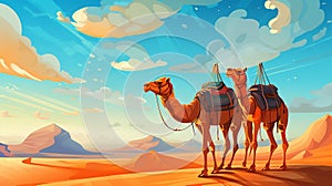 vector illsutration of Two camels sitting photo