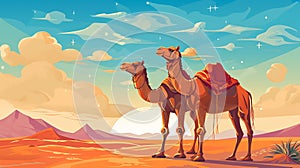 vector illsutration of Two camels sitting photo