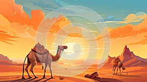 vector illsutration of Two camels sitting photo