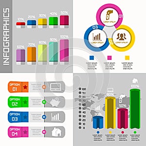 Vector illustaration of different infographic templates. Vector illustration photo