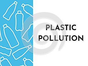 Vector illustation with isolated white outline icons of plactic bottles in the World ocean.