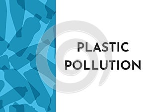 Vector illustation with isolated white outline icons of plactic bottles in the World ocean. Plastic pollution