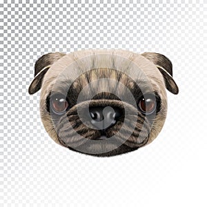 Vector Illustrated face of Pug Dog.