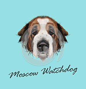 Vector illustrated Portrait of Moscow Watchdog dog