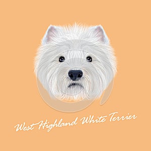 Vector Illustrated Portrait of West Highland White Terrier.