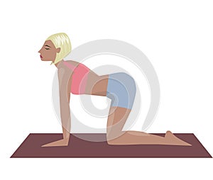 Vector illustrated poster template with girl doing yoga exercises, good for yoga studio, yoga class, yoga center.