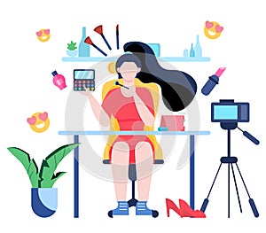 Vector illustratiion of video blogging concept. Idea of creativity