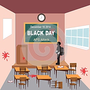 vector illustration, For 16 December. template, banner, and flyer , class room with chairs, table, and board