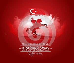 Vector illustration 19 mayis Ataturk`u Anma, Genclik ve Spor Bayramiz