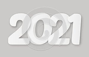 Vector Illustration 2021 HAPPY NEW YEAR with 3d realistic numbers. Typography print poster, holiday decoration background,