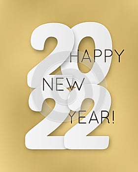 Vector Illustration 2022 HAPPY NEW YEAR hand drawn text lettering. Typography poster, banner, greeting card for print, template