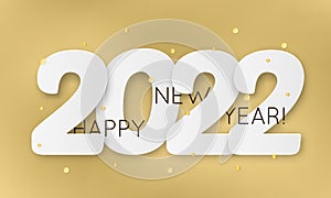 Vector Illustration 2022 HAPPY NEW YEAR hand drawn text lettering. Typography poster, banner, greeting card for print, template