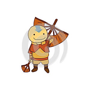 Vector illustration of aang avatar cartoon mascot with unique look