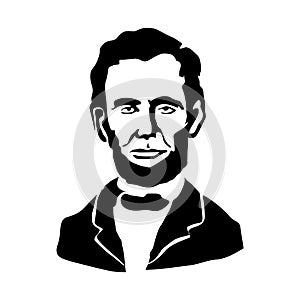 Abraham Lincoln.Vector illustration.Black and white drawing photo