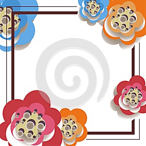 Vector illustration of abstract background out of the frame and paper flowers