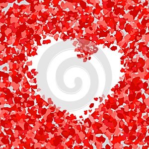 Vector illustration of abstract background with rose petals. Heart