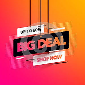 Vector illustration abstract big deal banner with coloful gradient for special offers, sales and discounts