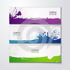 Vector illustration of abstract colorful splash grunge brush design banner set