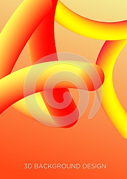 Vector illustration of abstract composition in bright yellow and red colors 3d liquid fluid imitation. Creative modern photo