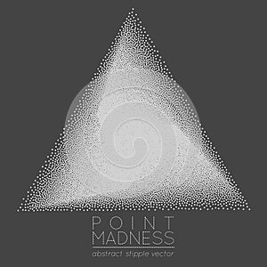 Vector illustration of abstract dotted symbol delta fading outside. Sacred geometry sign made in stippling technique.