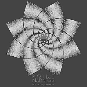 Vector illustration of abstract dotted symbol phyllotaxis. Sacred geometry sign made in stippling technique.