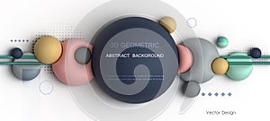 Vector, Illustration abstract element with dynamic 3d shape, gradient color background. Minimal line pattern, circle, geometric