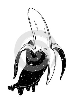 Vector illustration abstract fantasy hand-drawn banana fruit
