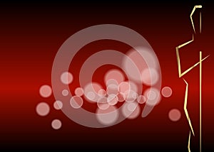 Vector illustration abstract golden people logo icon, blur red background