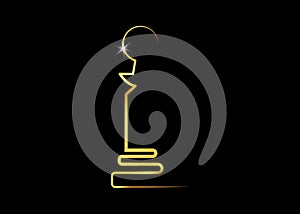 Vector illustration abstract golden statuette logo icon, black background