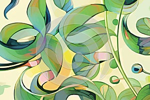 Vector illustration of abstract green leaves background wallpaper pattern
