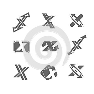 Vector illustration abstract icons letter X
