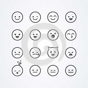 Vector illustration abstract isolated funny cute flat style emoji emoticon icon set with different moods photo