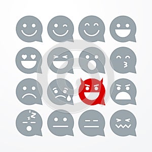 Vector illustration abstract isolated funny flat style emoji emoticon speech bubble icon set