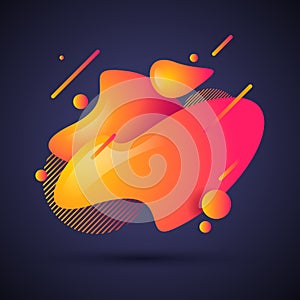 Vector illustration abstract liquid shape. Modern fluid colorful gradient waves design with geometric lines and dots