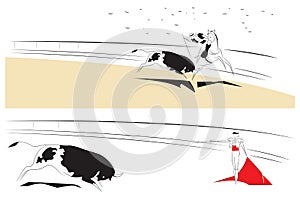 Vector illustration - Abstract paintings on the theme of bullfighting