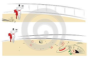 Vector illustration - Abstract paintings on the theme of bullfighting