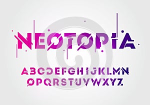 Vector illustration abstract technology neon font and alphabet. techno effect logo designs. Typography digital space concept.