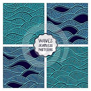 Vector illustration with abstract waves or dunes. Collection of geometric ornaments.