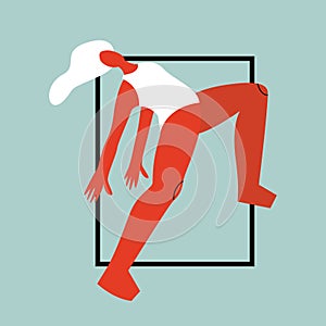 Vector illustration with acrobat woman. Cartoon charcater