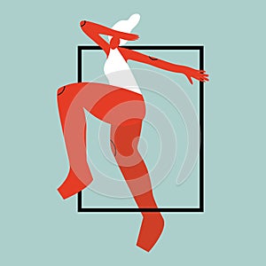 Vector illustration with acrobat woman. Cartoon charcater