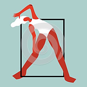 Vector illustration with acrobat woman. Cartoon charcater