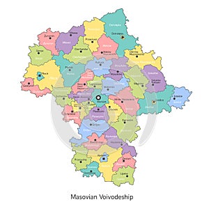 vector illustration: administrative map of Poland. Masovian Voivodeship map with gminas photo